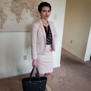 Ann Taylor Pink Sateen Suiting - Blazer 0P